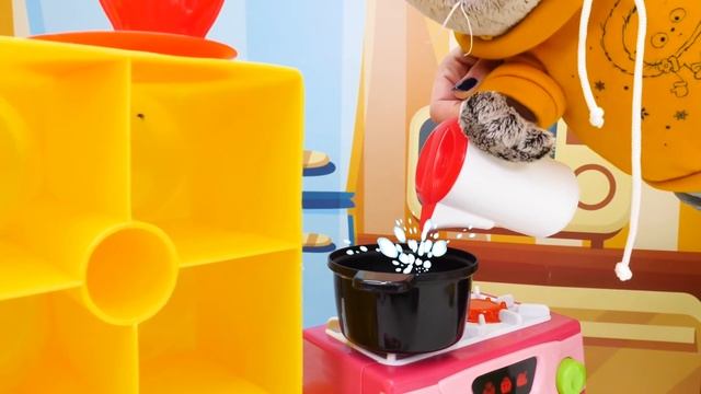 Кот Басик учится варить кашу! Видео для малышей про игрушки - игры в готовку игрушечной еды смотреть онлайн