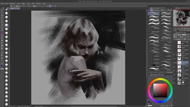 [clip studio paint] i tried to mimic charcoal digitally смотреть онлайн