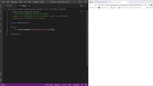 Javascript Ejer 4: do while validando pass смотреть онлайн