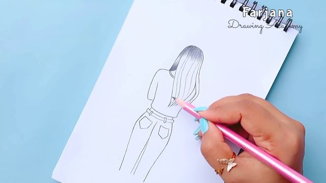 Easy Pencil Sketch - A girl wearing Jeans Top || Step by step drawing tutorial for beginners смотреть онлайн