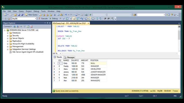 Урок 10 Транзакции BEGIN TRANSACTION , ROLLBACK , COMMIT MS SQL смотреть онлайн