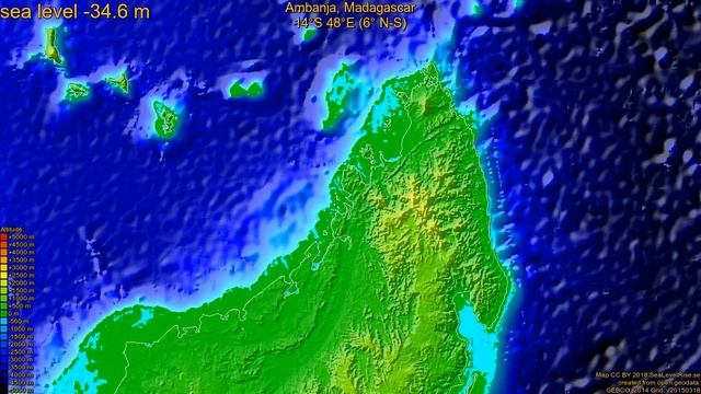 Ambanja, Madagascar, sea level rise -135 - 65 m смотреть онлайн