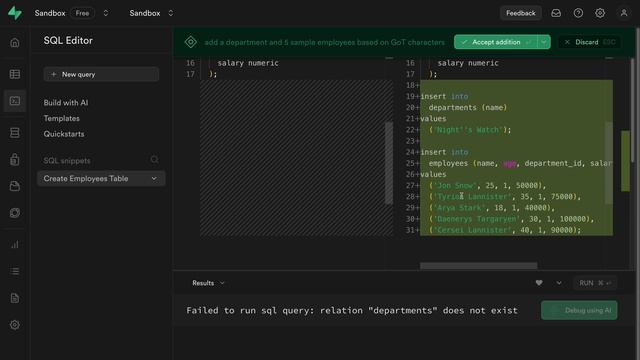 Use AI to generate your Postgres snippets // Supabase AI ? смотреть онлайн