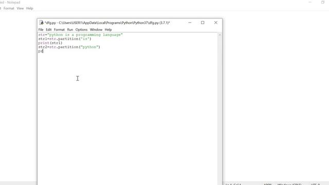 Python String -partition( ) method Example смотреть онлайн