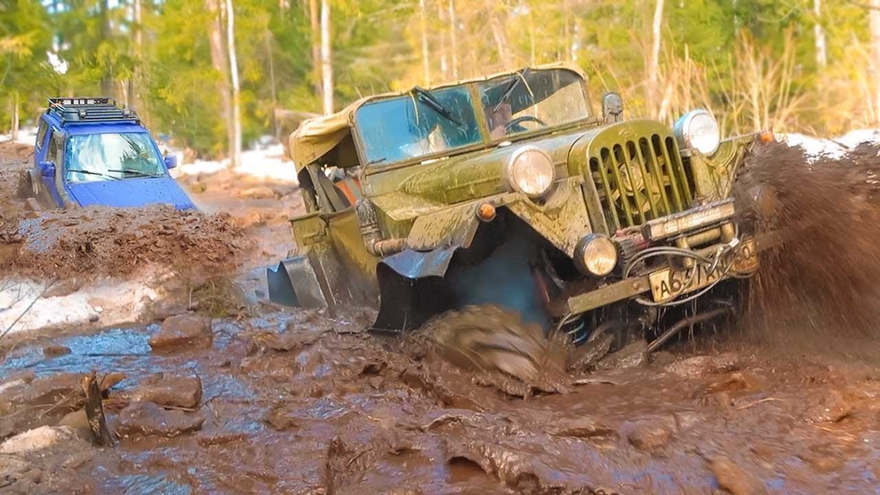 Газ 67 Мы не ожидали такого от Советского внедорожника из СССР на бездорожье Жёсткий оффроад смотреть онлайн