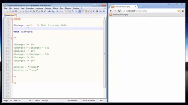 PHP Tutorial for Beginners 7 Comments and Assignment Operators смотреть онлайн
