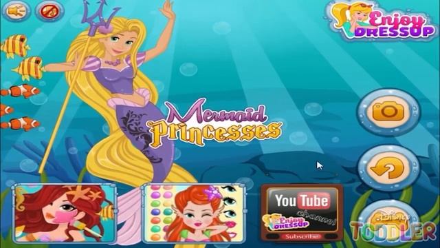 ♡ Disney Mermaid Princesses and Frozen Mermaid Princesses Fun Dress Up Makeover Game For Little Kid смотреть онлайн