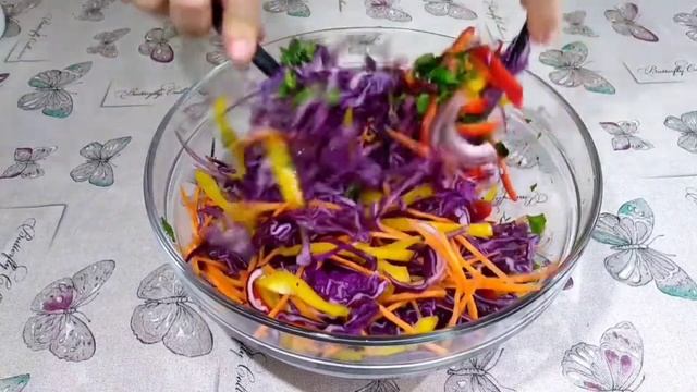 Красная капуста по корейски. Очень вкусный салат. смотреть онлайн