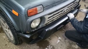 Установка переднего бампера Нива Урбан нового образца. 11 января 2023 г.