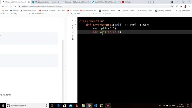 557 Reverse Words in a String III | Leetcode Easy Level Questions Complete Playlist in Python смотреть онлайн