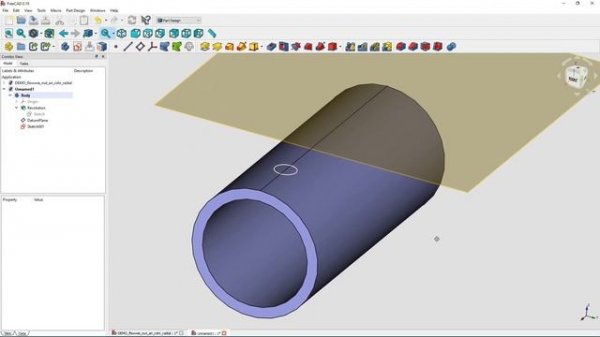 FreeCAD 0.19 - Part Design Tutorial - Slotted hole on a pipe (English)