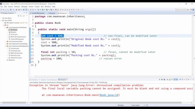 Final Keyword in Java | Examples | Java Tamil Tutorial for Beginners смотреть онлайн