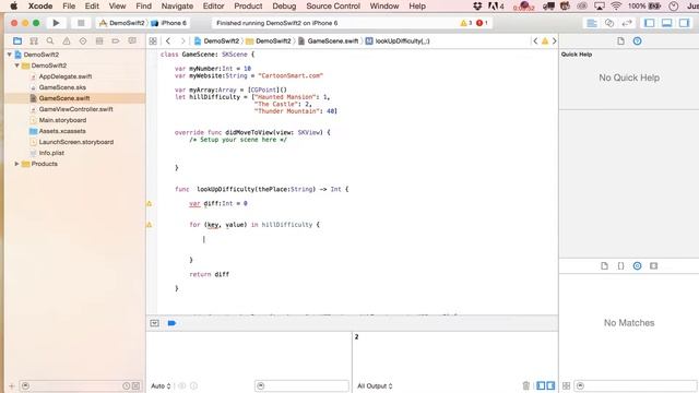 Swift 2.0 Basics Tutorial pt5 Iterating through Dictionaries to look up keys and values HD смотреть онлайн