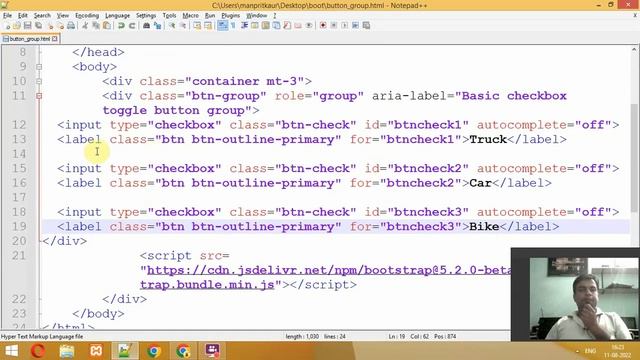 Bootstrap Button Group Mixed style Outlined Checkbox and radio button group Button toolbar in Hindi смотреть онлайн