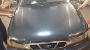 Нанесение пленки 4D Карбон на капот