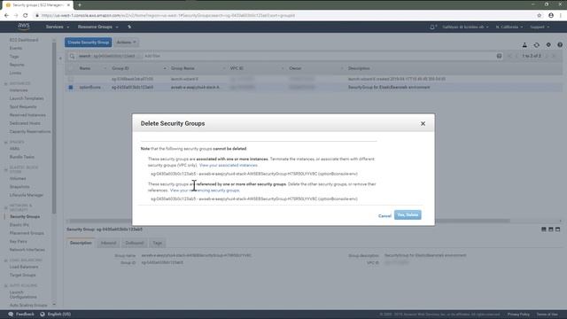 How to rebuild my AWS Elastic Beanstalk environment when the AWSEBSecurityGroup fails to delete? смотреть онлайн