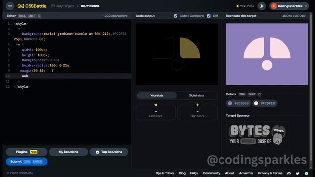 CSS Battle Solution | Daily Targets - 3rd November, 2023 - 100% Solution | CSS Challenges смотреть онлайн