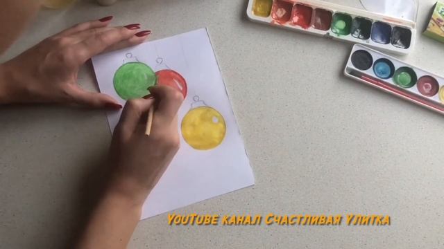 РИСУНОК С НОВЫМ ГОДОМ АКВАРЕЛЬЮ смотреть онлайн