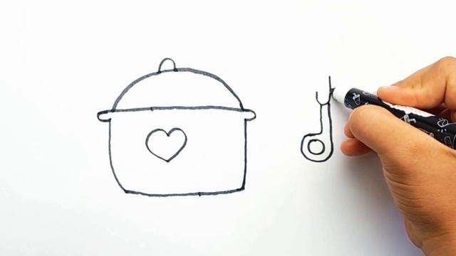 Рисуем и раскрашиваем горшок и ложку для детей / Draw and color a pot and a spoon for children смотреть онлайн