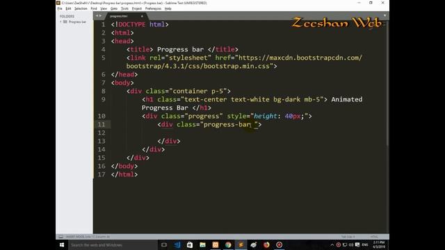 how to create animated progress bar using bootstrap 4 in urdu by Zeeshan Web смотреть онлайн