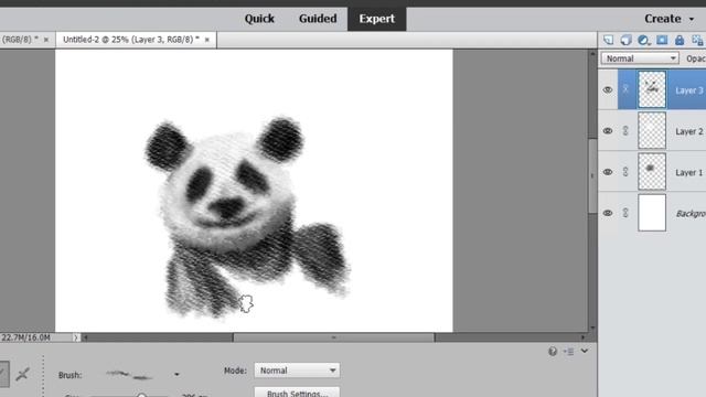 Digital Speed Paint Of A Panda Using Only 1 Watercolor Brush In Photoshop смотреть онлайн