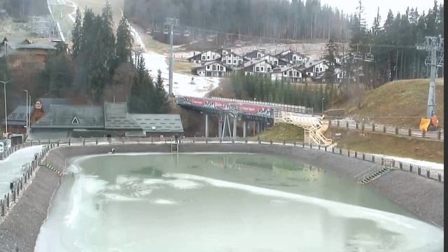 В Буковелі сьогодні падає сніг відео з веб камери смотреть онлайн