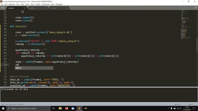#5 Python/tkinter Funkcja pokaż dane zapisane w tabeli z piliku db смотреть онлайн