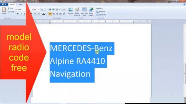 MERCEDES Benz Alpine Navigation radio code free. model radio RA4110 RA4210 RA4310 RA4410