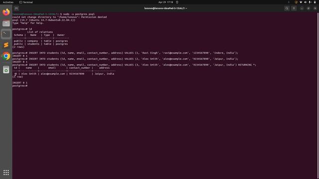 RETURNING clause with INSERT command in postgres смотреть онлайн