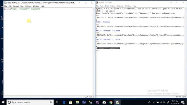 Python Tutorial in Hindi | Escape Character In Python In Hindi | Manish Nain смотреть онлайн