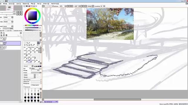 Paint Tool Sai Урок "Пейзаж - это просто" Часть 1 смотреть онлайн