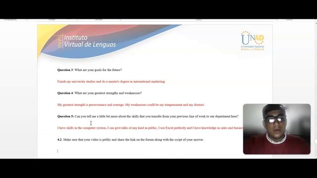Unit 3 - Task 4 - Oral Production: Preparing my Job InterviewForo смотреть онлайн