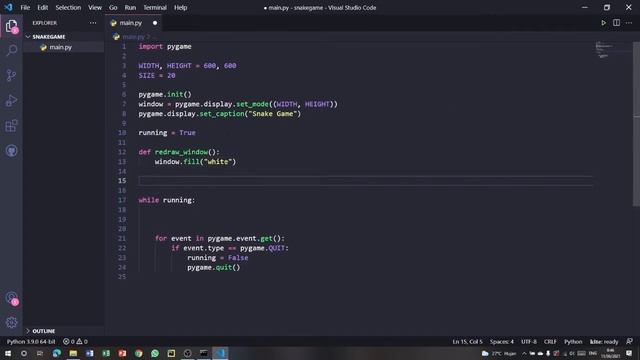 Tutorial Membuat Game Snake Menggunakan Python Pygame Part 1-Pengenalan dan Inisialisasi Pygame смотреть онлайн