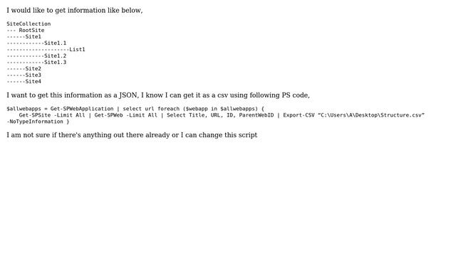 Sharepoint: Get SharePoint Site Collection Structure to JSON (2 Solutions!!) смотреть онлайн
