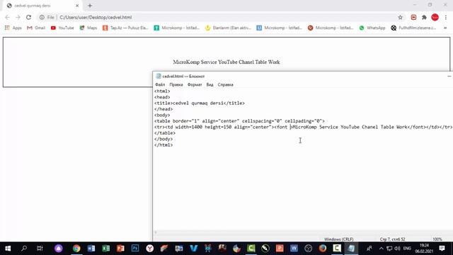 HTML İLE SAYT YARATMAQ DERSLERİ (web master olmaq dersleri) 2021 DERS 5 (table, td, tr, etiketi) смотреть онлайн