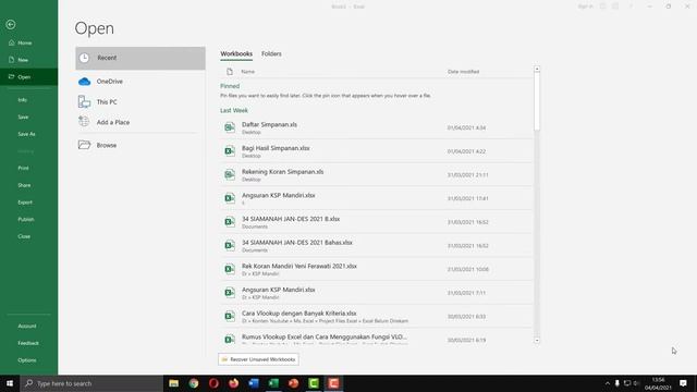 Cara Menghilangkan Recent Workbook di Excel смотреть онлайн