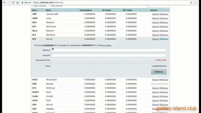 Биржа Poloniex Ввод и вывод средств Пополнить баланс смотреть онлайн