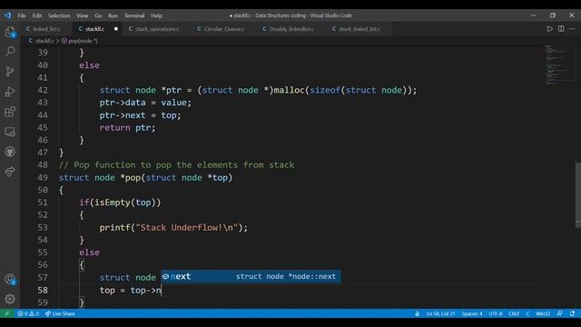 Stack implementation using Linked List in C Language || Push(), Pop(), Peek() operations in stack смотреть онлайн