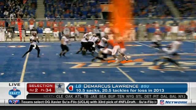 Dallas Cowboys draft DeMarcus Lawrence from Boise State | Round 2 Pick 34 | 2014 NFL Draft смотреть онлайн