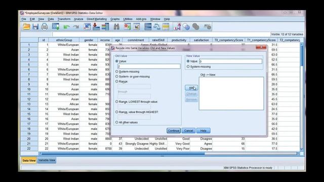 Change the coding of a variable using 'Recode into same variable' in SPSS смотреть онлайн
