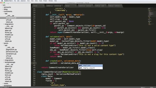 Blog API with Django Rest Framework 20 of 33 - Comment Create Serializer Function Part 2 смотреть онлайн