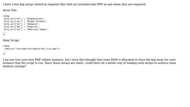 Code Review: What is the most memory efficient way to load big arrays into PHP script? смотреть онлайн