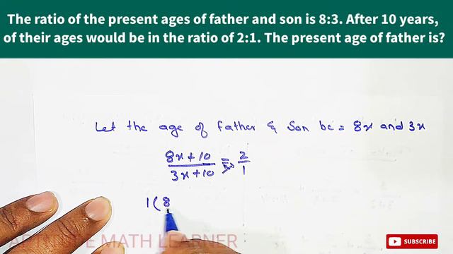 The ratio of the present ages of the father and son is 8:3. After 10 years, their ages would be.... смотреть онлайн