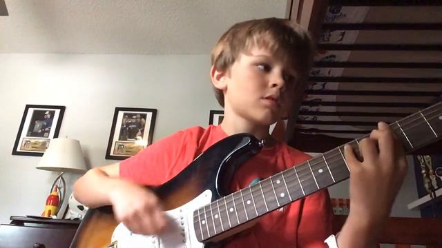 9 year old sings and plays brain stew by Green Day (clean) смотреть онлайн