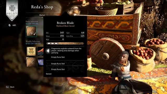 Assassin's Creed Valhalla - Reda's Shop 2024.01.03. - Broken Blade (Mythical Short Sword) смотреть онлайн