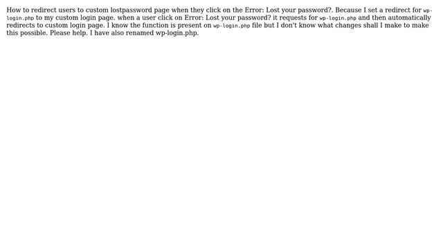 Wordpress: How to redirect users to custom lostpassword page? смотреть онлайн