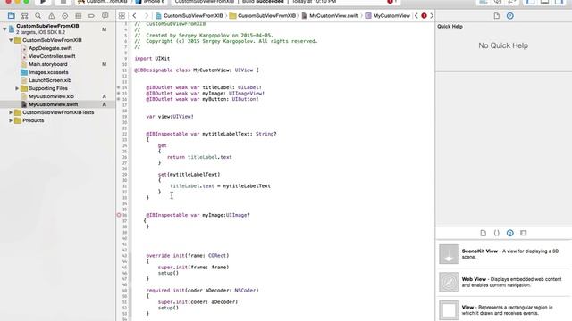 Creating custom user interface with XIB and loading it as Subview. Swift + Xcode 6 смотреть онлайн