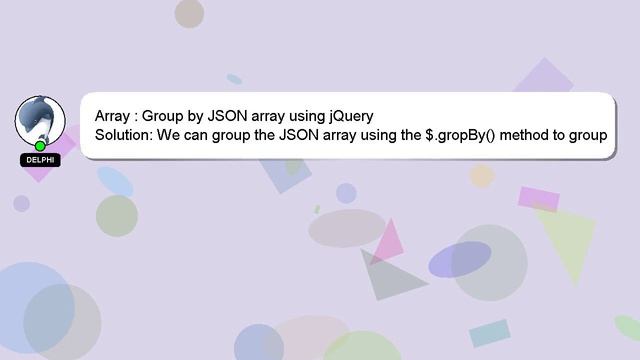 Array : Group by JSON array using jQuery смотреть онлайн