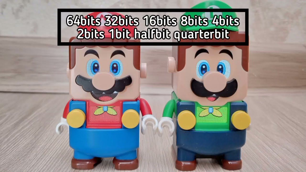 [Lego Super Mario] 64bits 32bits 16bits 8bits 4bits 2bits 1bit halfbit quarterbit Horizontal version смотреть онлайн