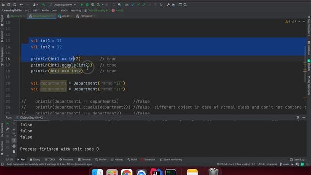 17-Object equality in Kotlin смотреть онлайн